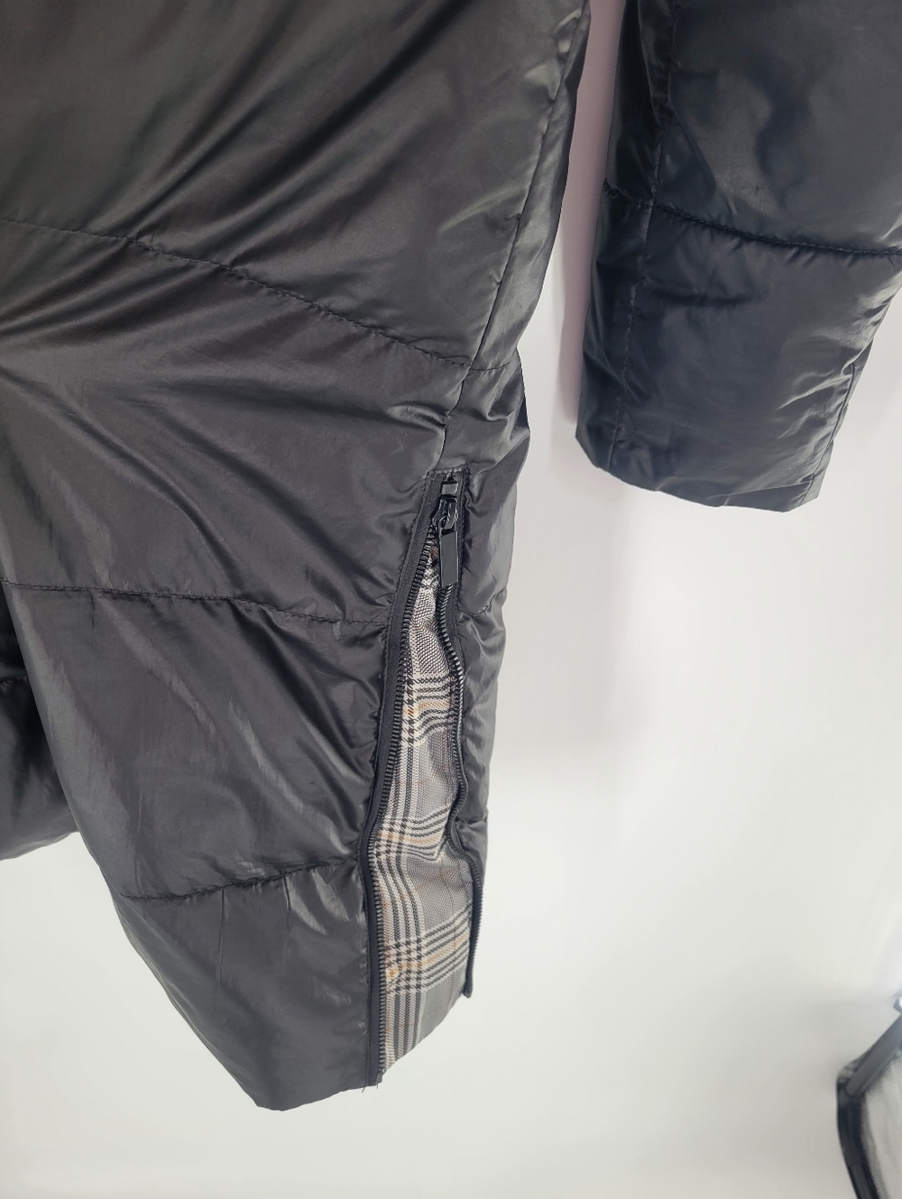 French Connection Black Quilted Hooded Puffer Coat Size M - Picture 4 of 6